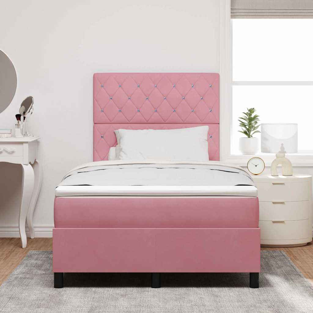 Letto a molle con materasso Rosa 120 x 200 cm Velluto | homemem39