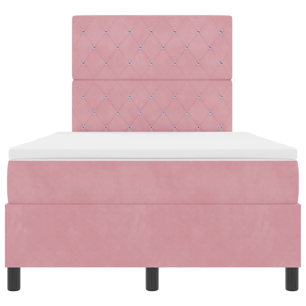 Letto a molle con materasso Rosa 120 x 200 cm Velluto | homemem39