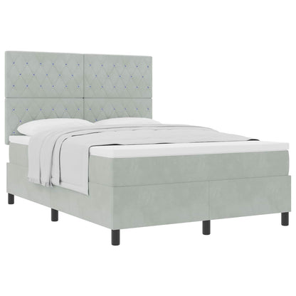 Letto a molle con materasso Grigio chiaro 140 x 200 cm Velluto | homemem39