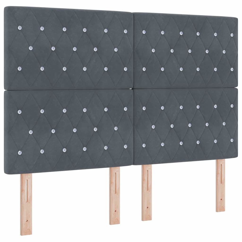 Letto a molle con materasso Grigio scuro 160 x 200 cm Velluto | homemem39