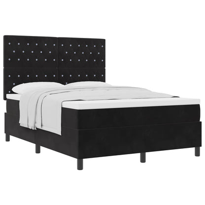 Letto a molle con materasso Nero 160 x 200 cm Velluto | homemem39