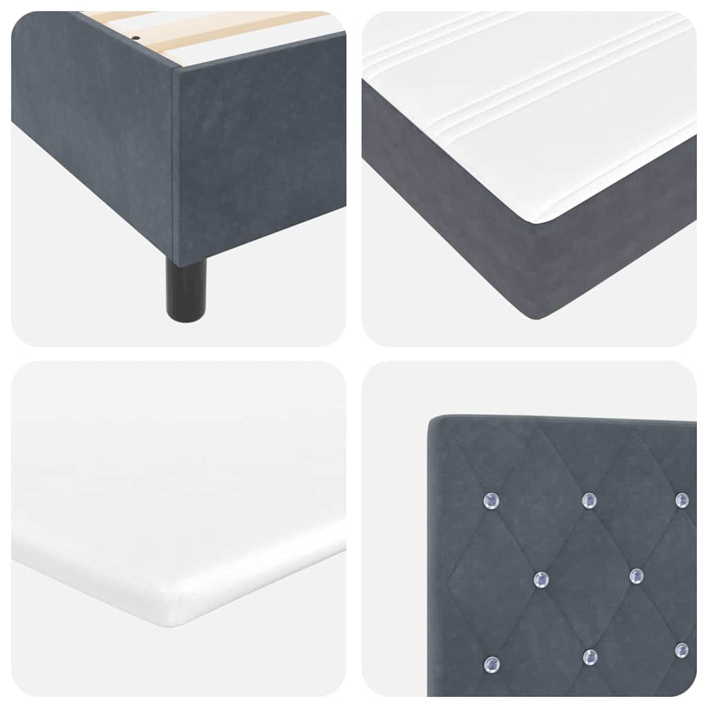 Letto a molle con materasso Grigio scuro 200 x 200 cm Velluto | homemem39