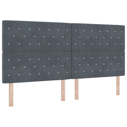 Letto a molle con materasso Grigio scuro 200 x 200 cm Velluto