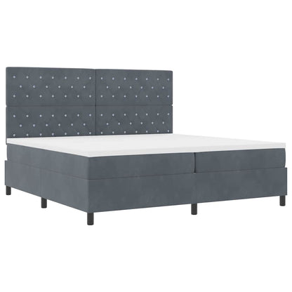 Letto a molle con materasso Grigio scuro 200 x 200 cm Tessuto