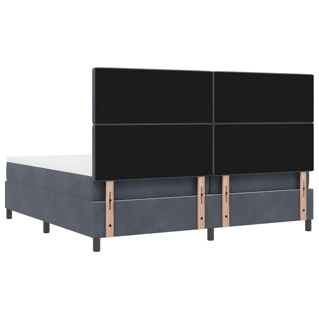Letto a molle con materasso Grigio scuro 200 x 200 cm Velluto | homemem39
