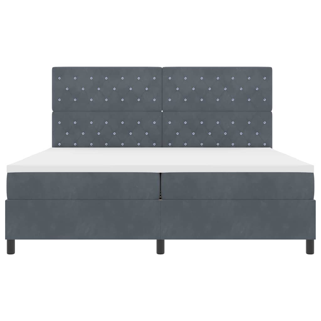 Letto a molle con materasso Grigio scuro 200 x 200 cm Velluto | homemem39