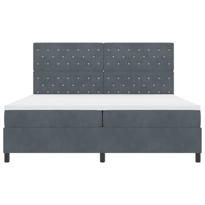 Letto a molle con materasso Grigio scuro 200 x 200 cm Velluto | homemem39