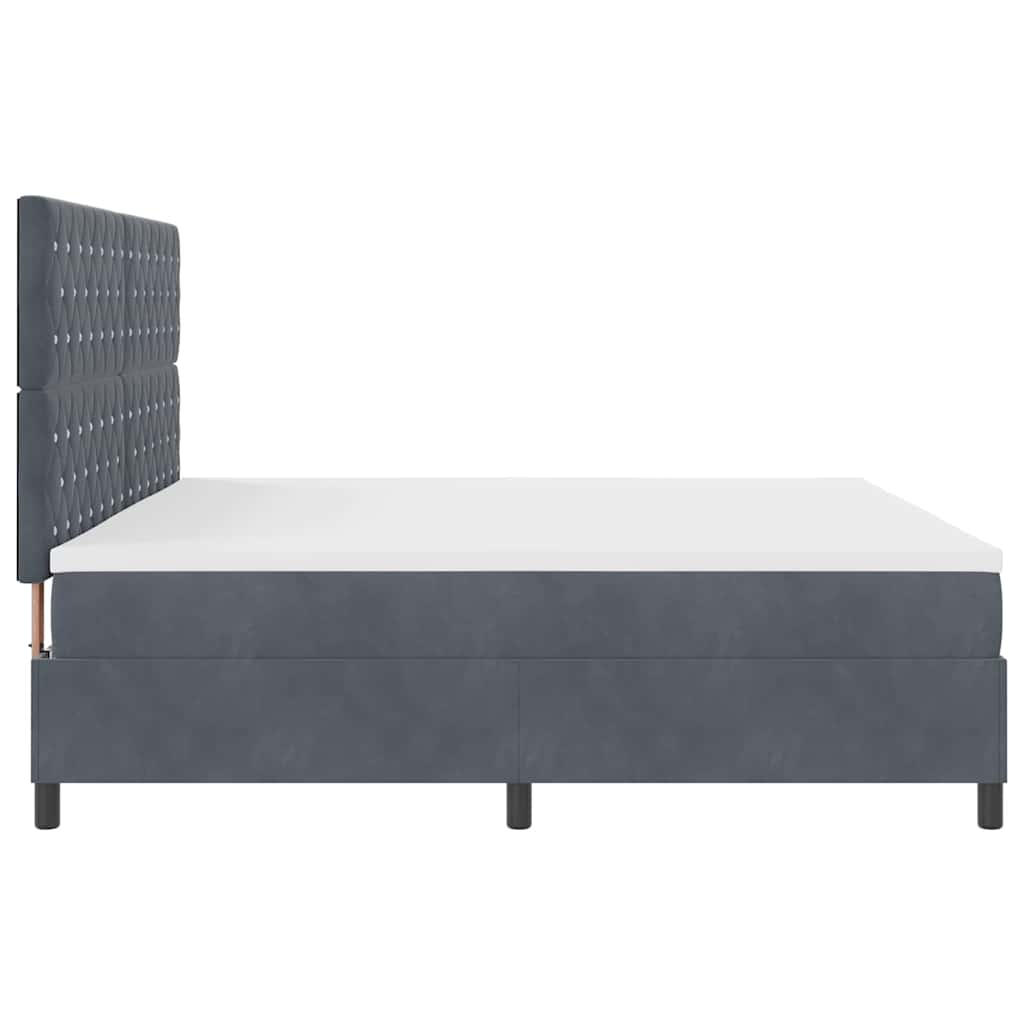 Letto a molle con materasso Grigio scuro 200 x 200 cm Velluto | homemem39