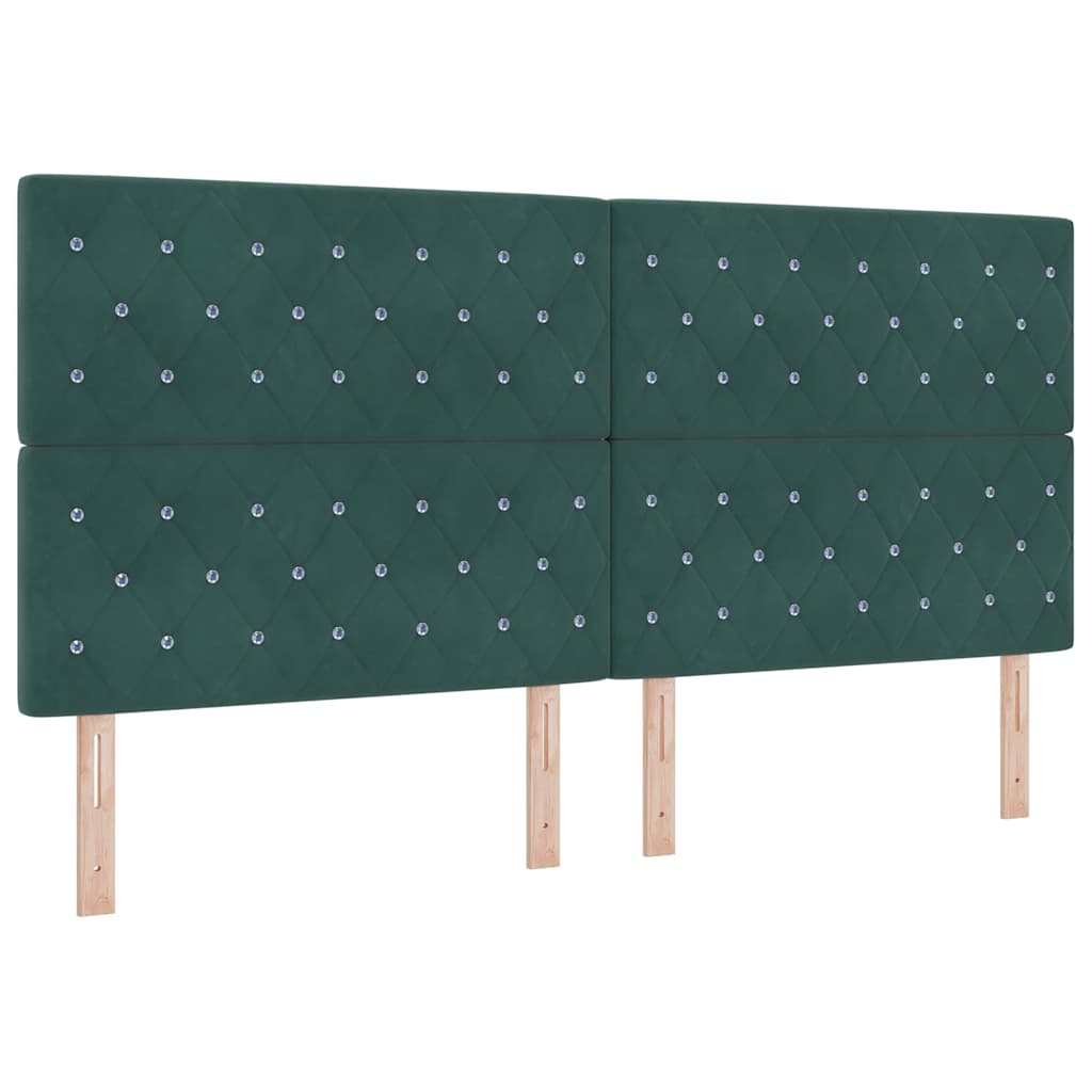 Letto a molle con materasso Verde Scuro 200 x 200 cm Velluto | homemem39