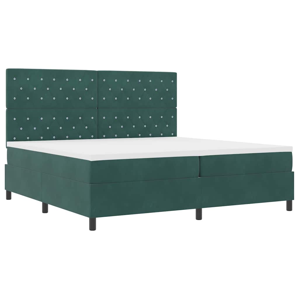 Letto a molle con materasso Verde Scuro 200 x 200 cm Velluto | homemem39