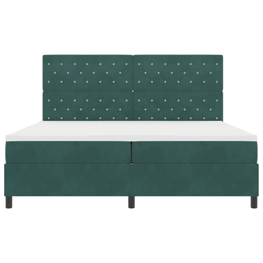 Letto a molle con materasso Verde Scuro 200 x 200 cm Velluto | homemem39