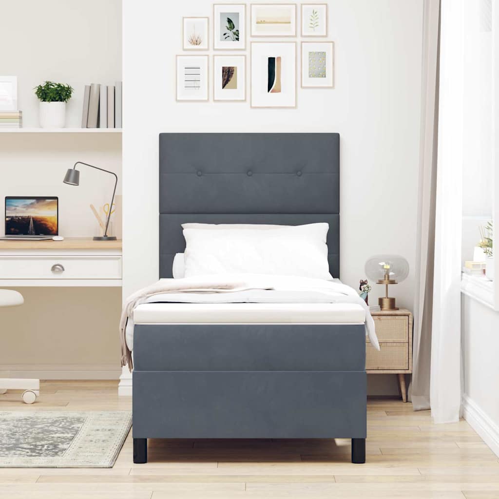 Letto a molle con testiera Grigio scuro 80 x 200 cm Velluto | homemem39