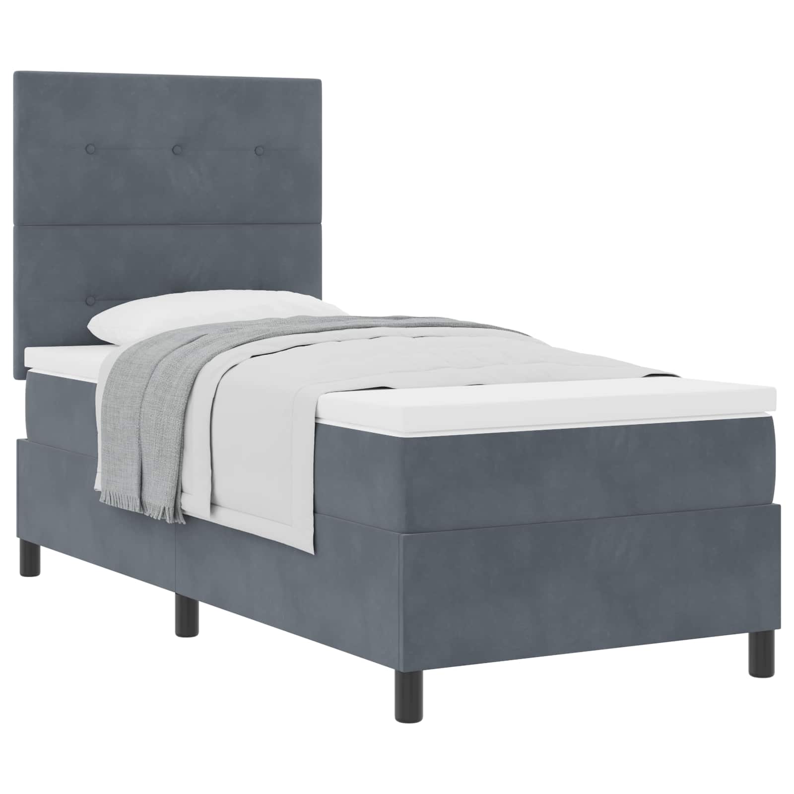 Letto a molle con testiera Grigio scuro 90 x 190 cm Velluto | homemem39