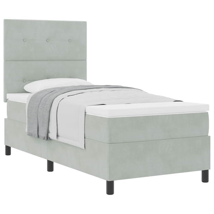 Letto a molle con testiera Grigio chiaro 90 x 200 cm Velluto | homemem39