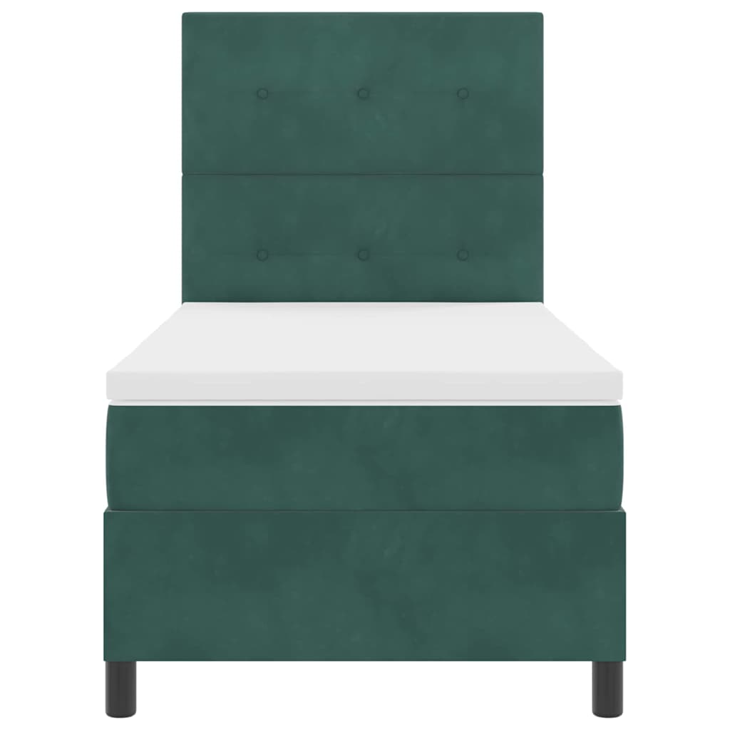 Letto a molle con materasso Verde Scuro 90 x 200 cm Tessuto