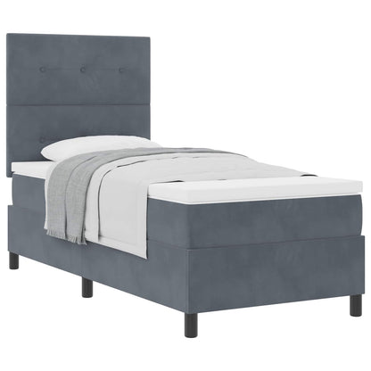 Letto a molle con materasso Grigio scuro 100 x 200 cm Tessuto