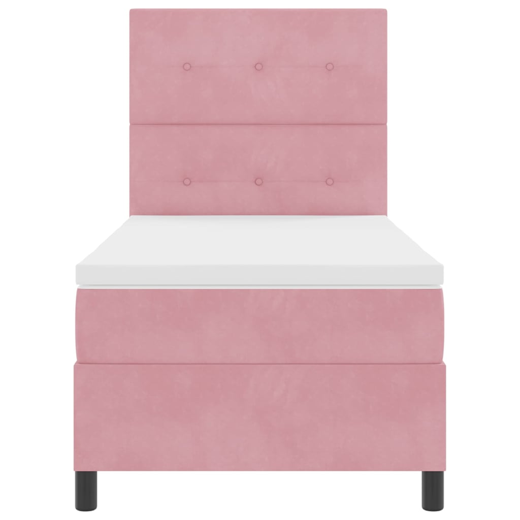 Letto a molle con testiera Rosa 100 x 200 cm Velluto | homemem39