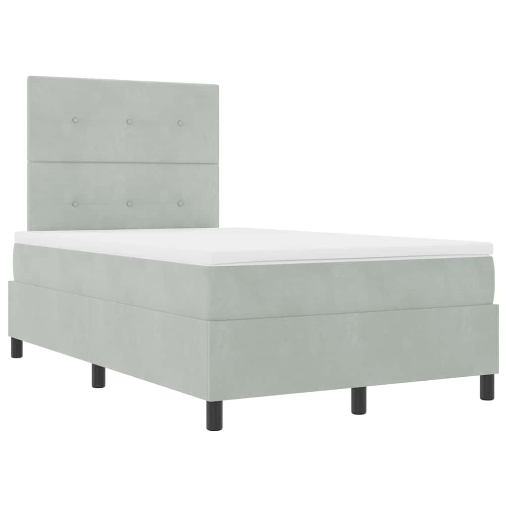 Letto a molle con testiera Grigio chiaro 120 x 190 cm Velluto | homemem39