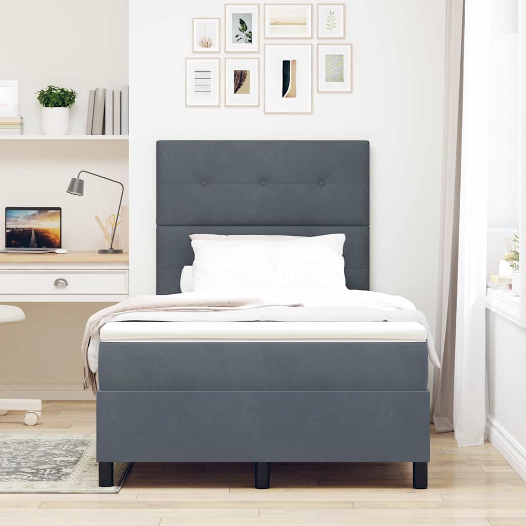 Letto a molle con testiera Grigio scuro 120 x 190 cm Velluto | homemem39