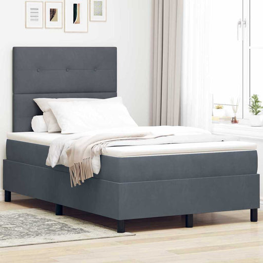 Letto a molle con materasso Grigio scuro 120 x 200 cm Tessuto