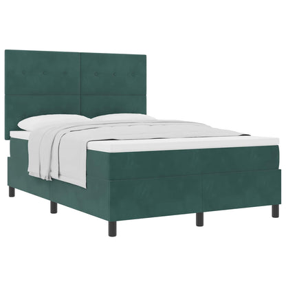 Letto a molle con testiera Verde Scuro 140 x 190 cm Velluto | homemem39