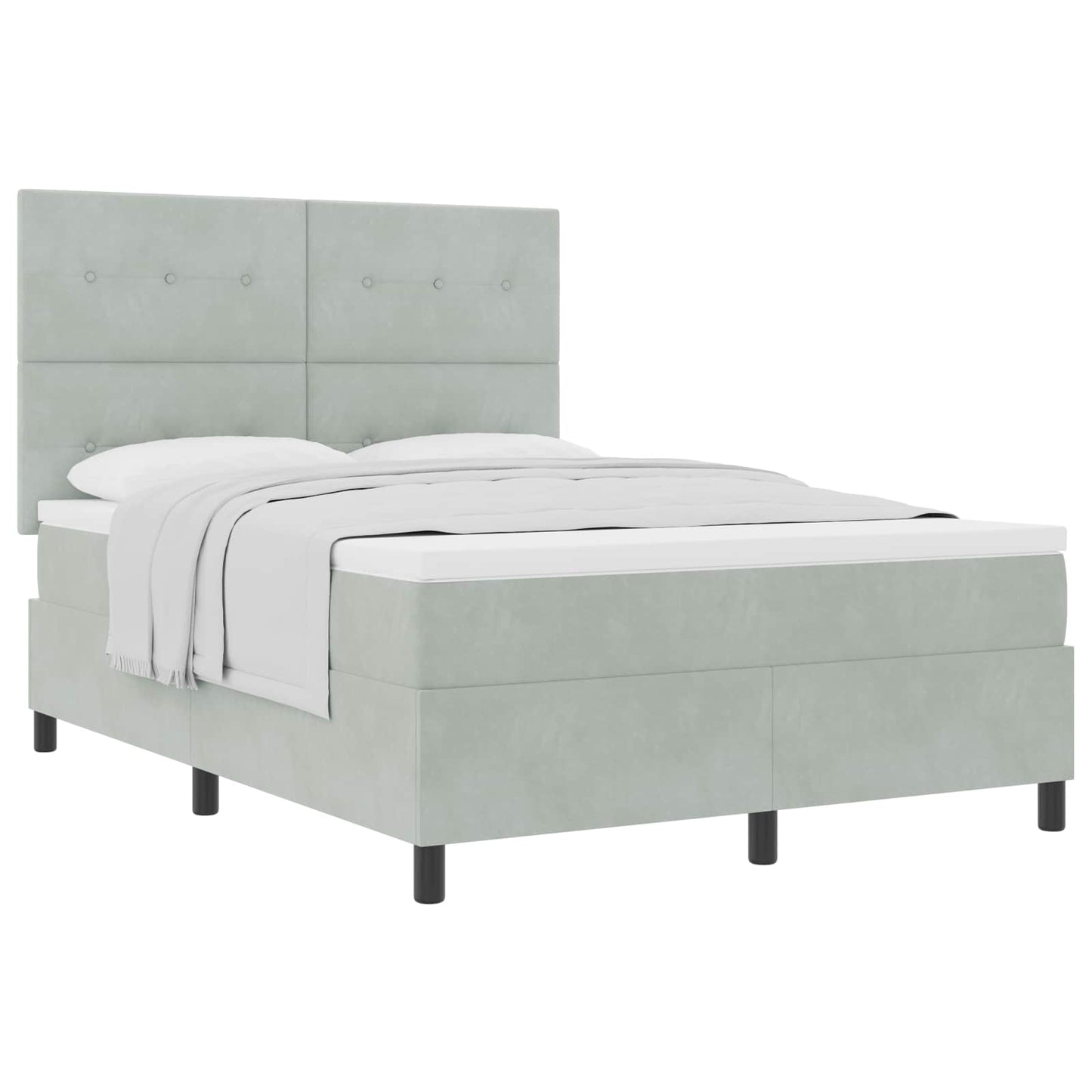 Letto a molle con testiera Grigio chiaro 140 x 200 cm Velluto | homemem39