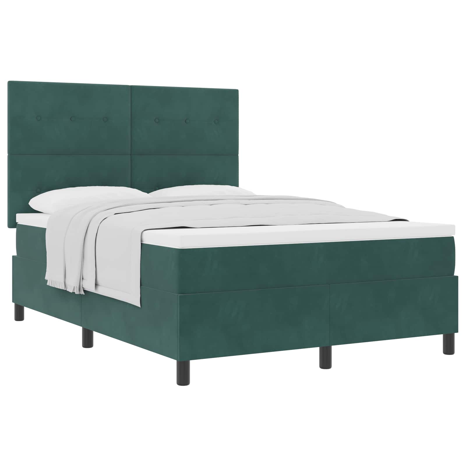 Letto a molle con materasso Verde Scuro 140 x 200 cm Velluto | homemem39