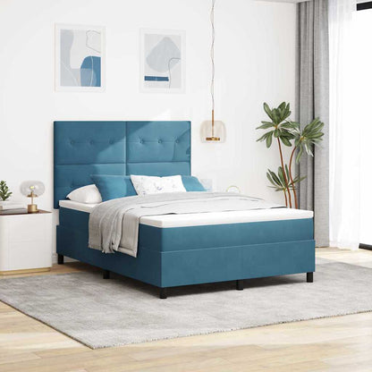 Letto a molle con materasso Blu Scuro 140 x 200 cm Velluto | homemem39