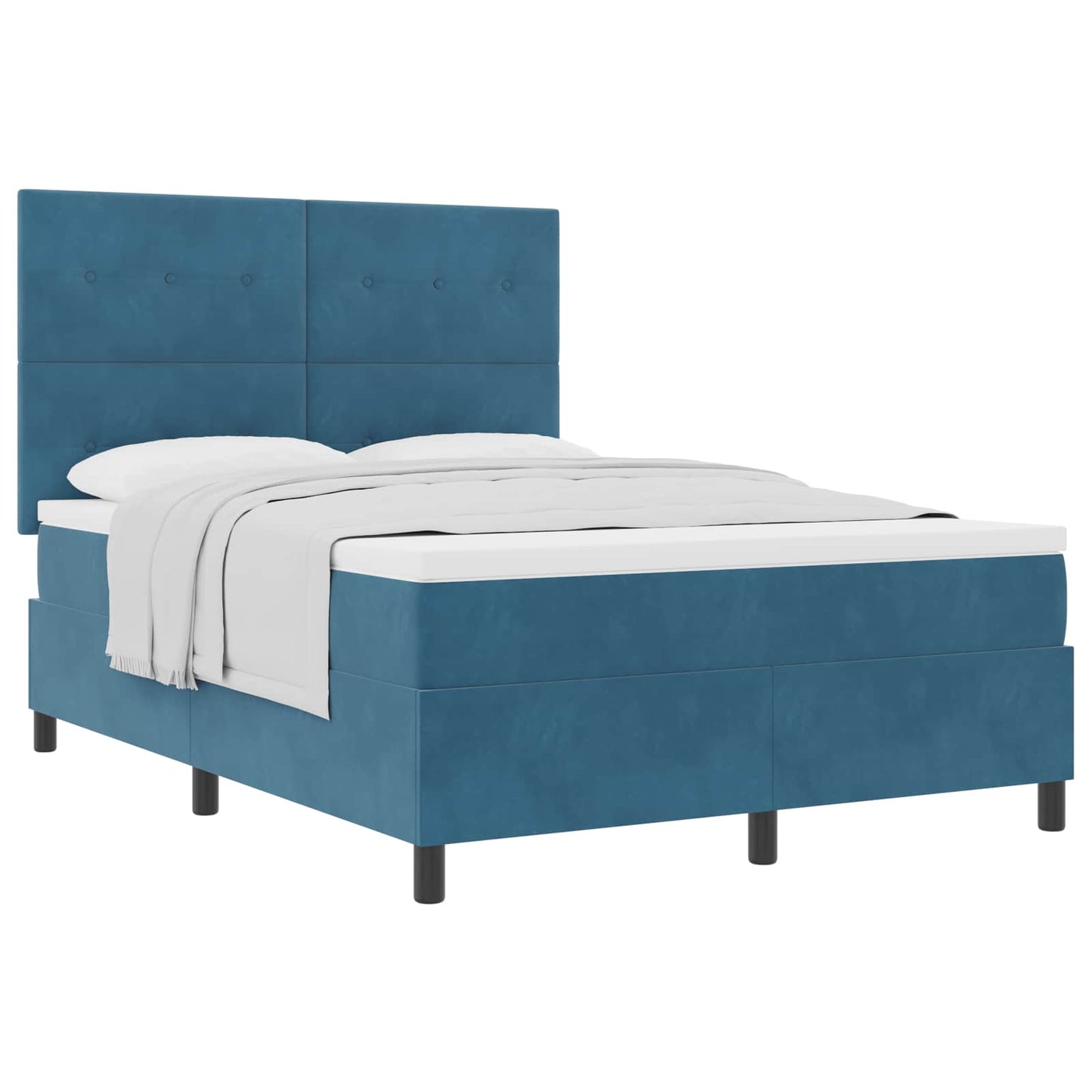 Letto a molle con materasso Blu Scuro 140 x 200 cm Velluto | homemem39