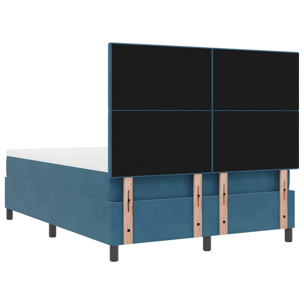 Letto a molle con materasso Blu Scuro 140 x 200 cm Velluto | homemem39