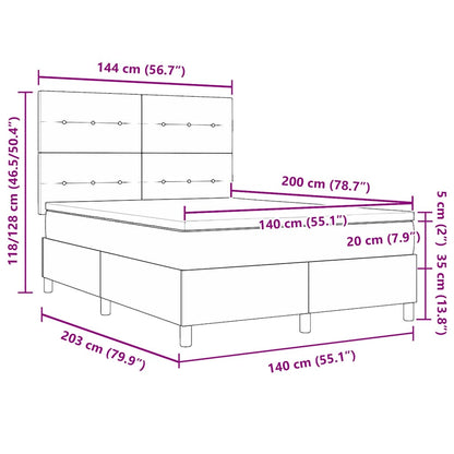 Letto a molle con materasso Blu Scuro 140 x 200 cm Velluto | homemem39