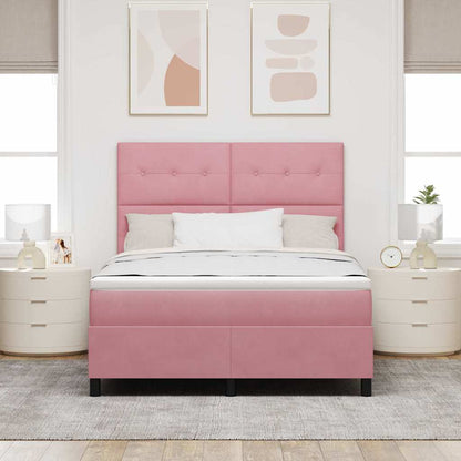 Letto a molle con materasso Rosa 140 x 200 cm Velluto | homemem39