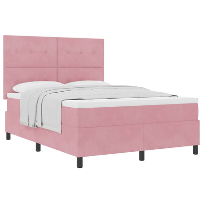 Letto a molle con materasso Rosa 140 x 200 cm Velluto | homemem39