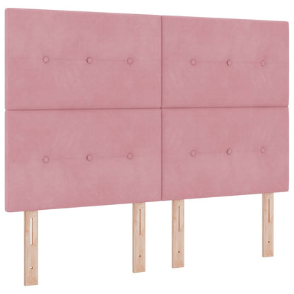 Letto a molle con materasso Rosa 140 x 200 cm Velluto | homemem39