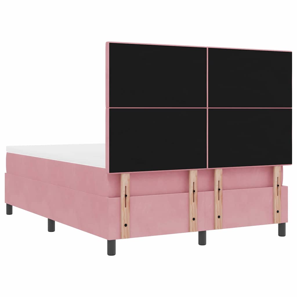 Letto a molle con materasso Rosa 140 x 200 cm Velluto | homemem39