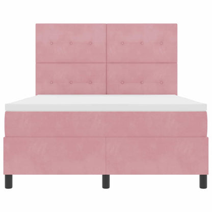 Letto a molle con materasso Rosa 140 x 200 cm Velluto | homemem39