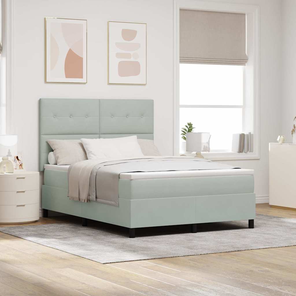 Letto a molle con materasso Grigio chiaro 160 x 200 cm Velluto | homemem39