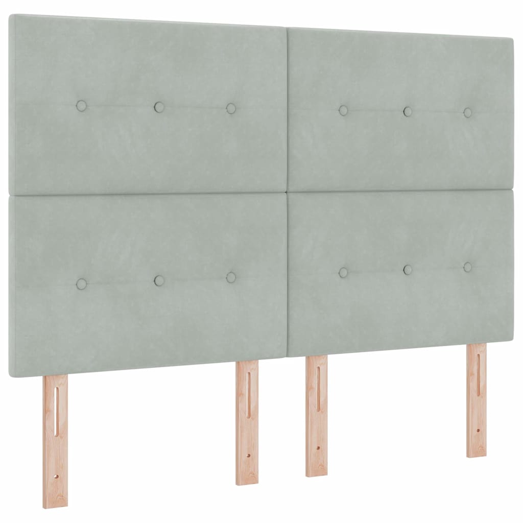 Letto a molle con materasso Grigio chiaro 160 x 200 cm Velluto | homemem39