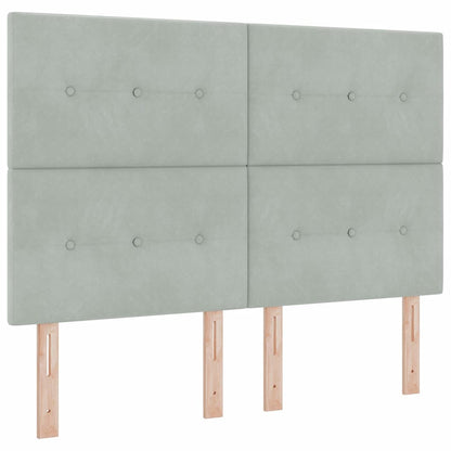 Letto a molle con materasso Grigio chiaro 160 x 200 cm Velluto | homemem39