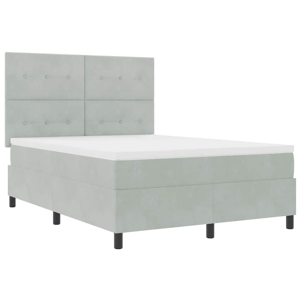 Letto a molle con materasso Grigio chiaro 160 x 200 cm Velluto | homemem39