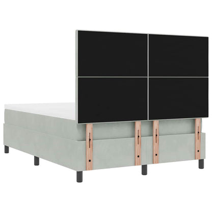 Letto a molle con materasso Grigio chiaro 160 x 200 cm Velluto | homemem39