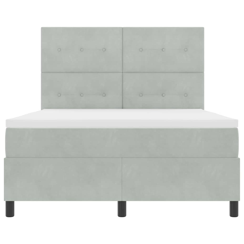 Letto a molle con materasso Grigio chiaro 160 x 200 cm Velluto | homemem39