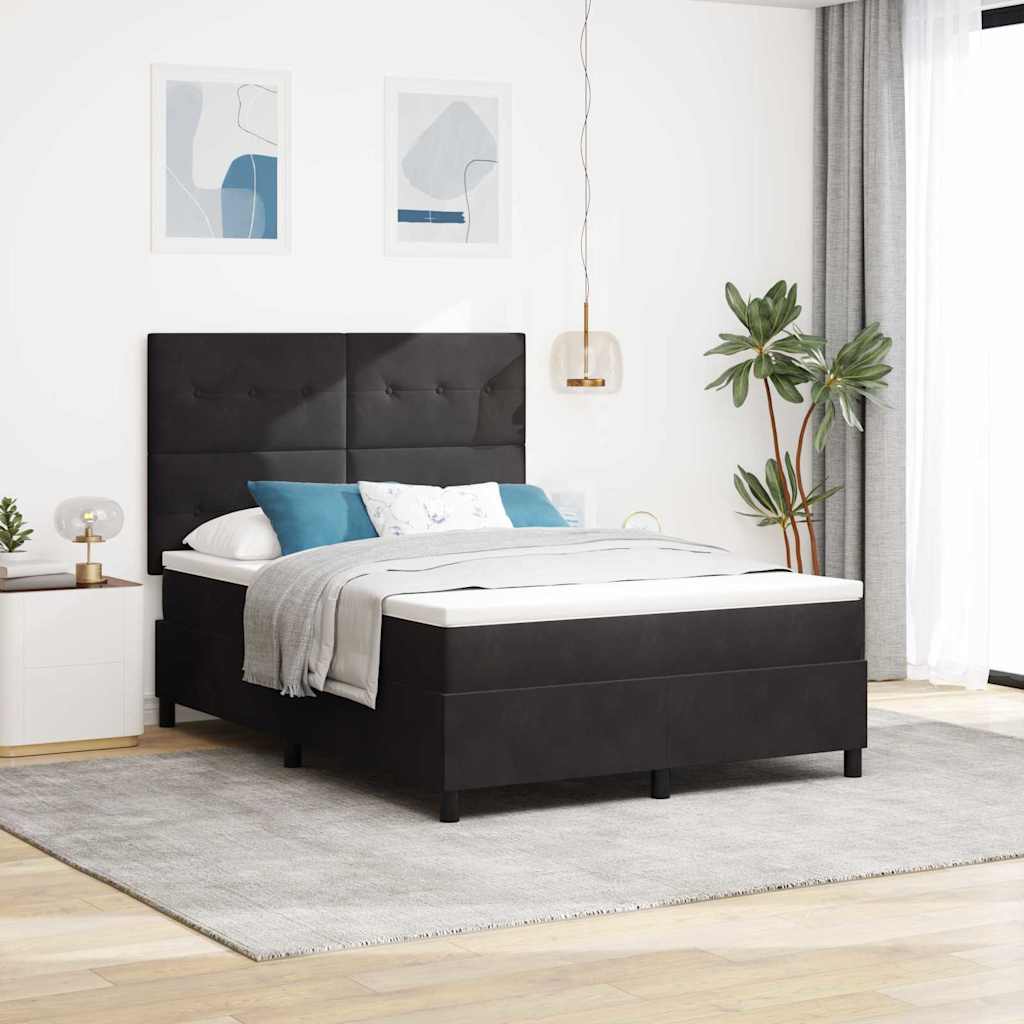 Letto a molle con materasso Nero 160 x 200 cm Velluto