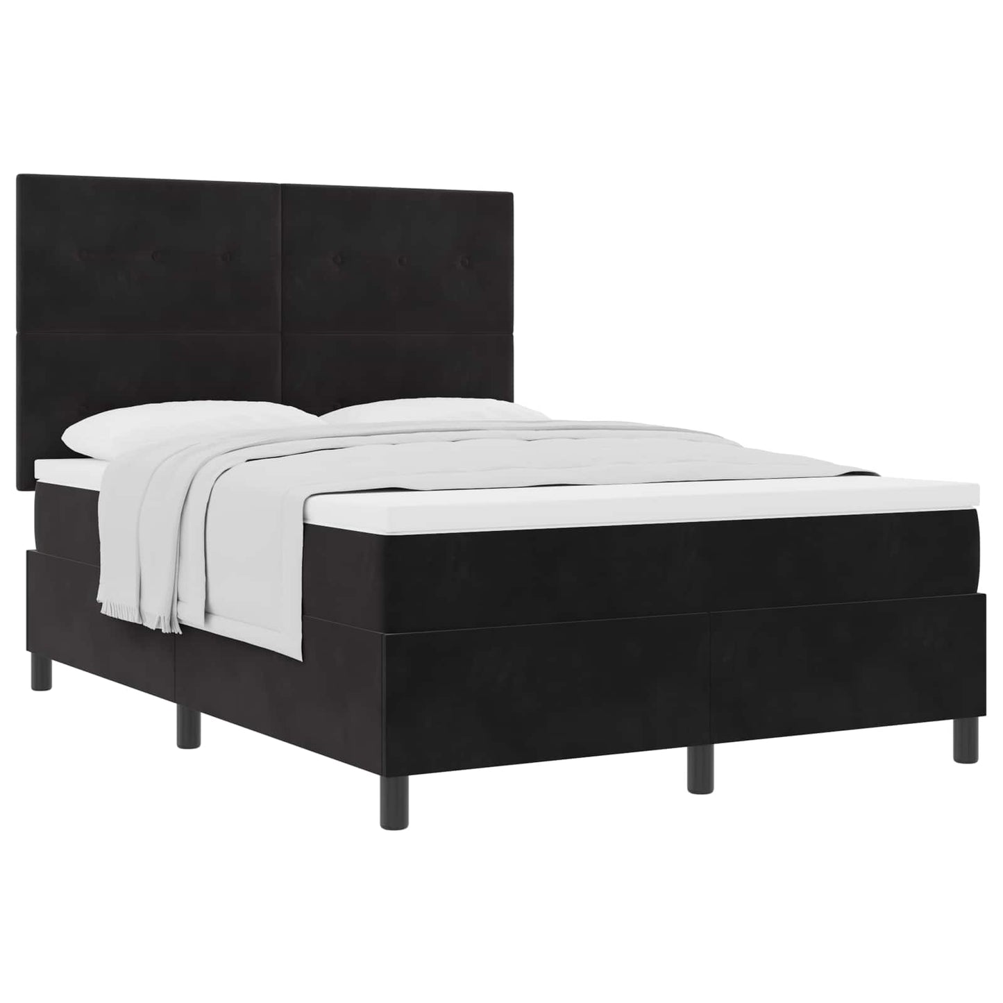 Letto a molle con materasso Nero 160 x 200 cm Velluto