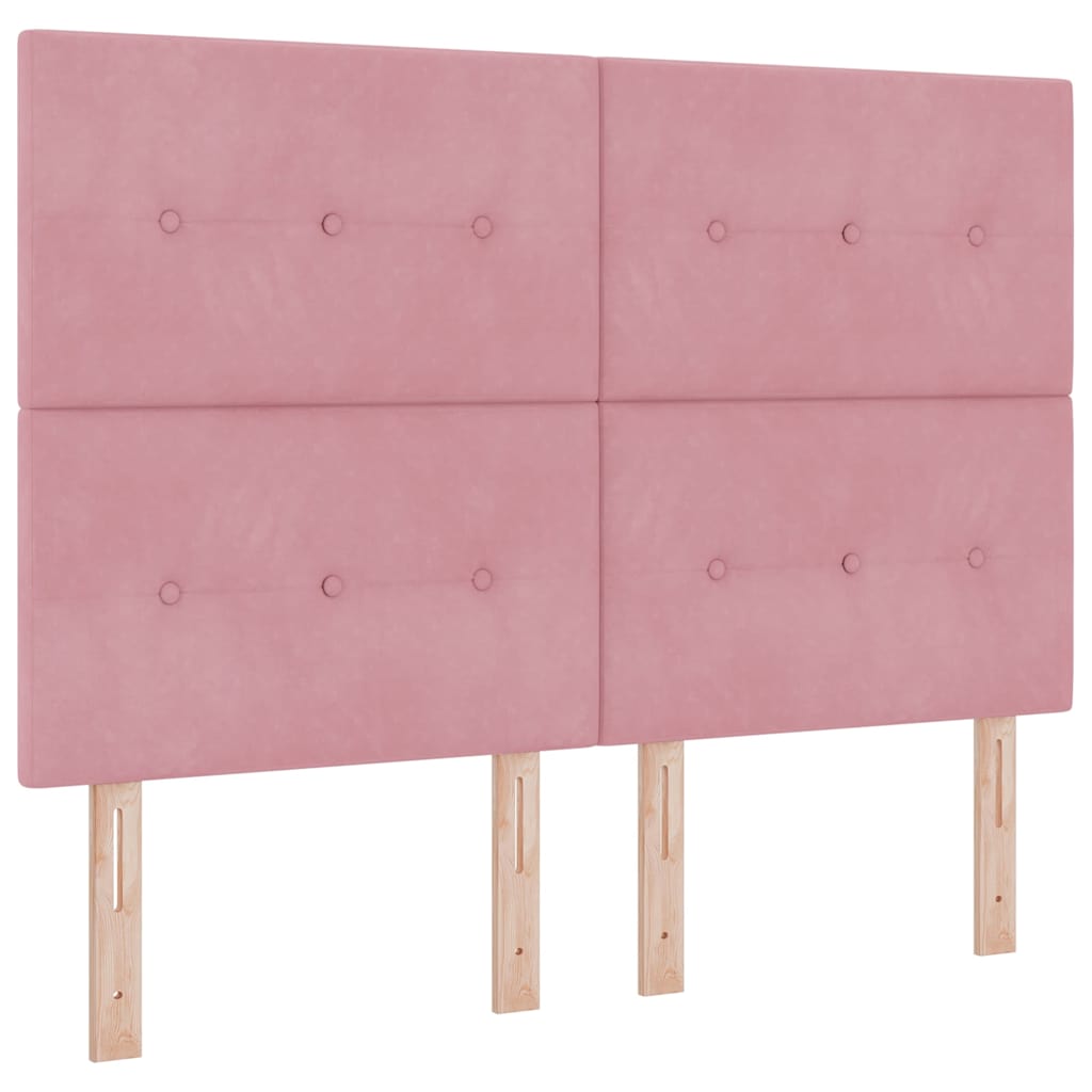 Letto a molle con materasso Rosa 160 x 200 cm Velluto