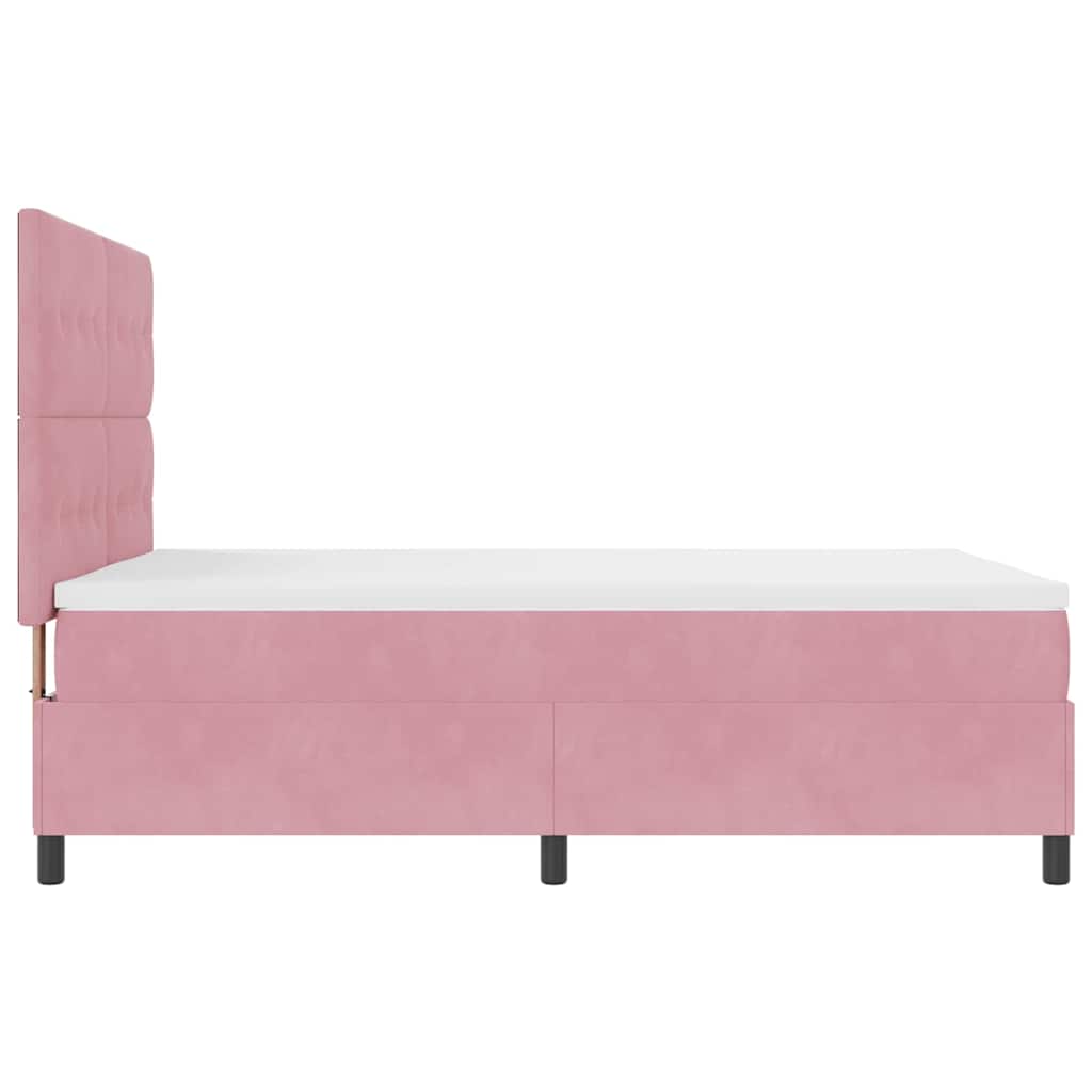 Letto a molle con materasso Rosa 160 x 200 cm Velluto