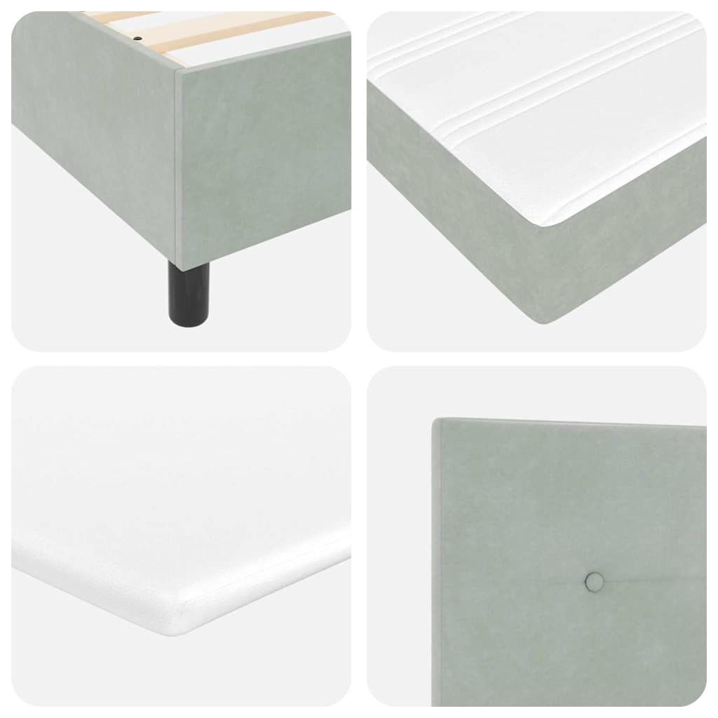 Letto a molle con materasso Grigio chiaro 180 x 200 cm Velluto | homemem39