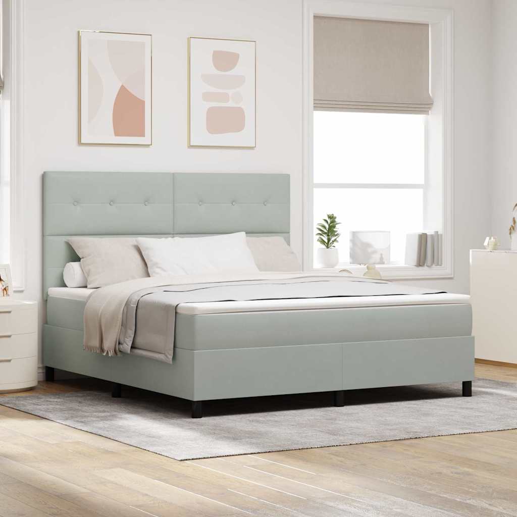 Letto a molle con testiera Grigio chiaro 180 x 200 cm Velluto