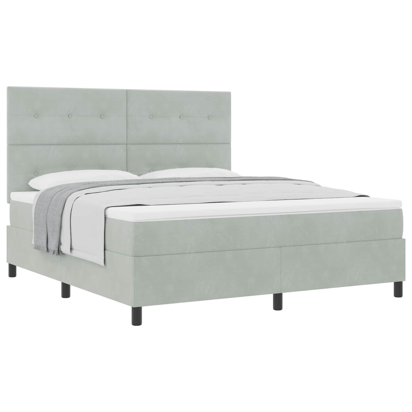 Letto a molle con materasso Grigio chiaro 180 x 200 cm Velluto | homemem39