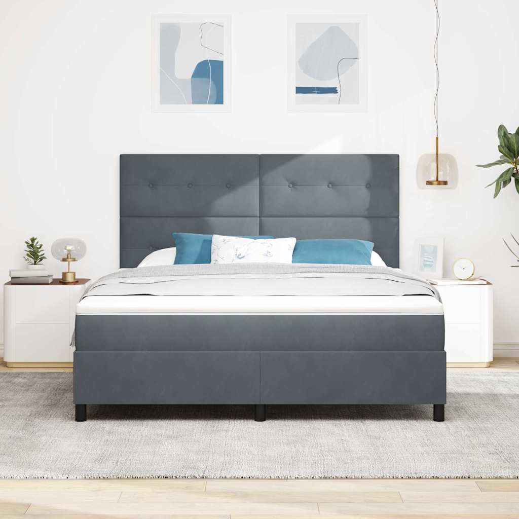 Letto a molle con materasso Grigio scuro 180 x 200 cm Velluto | homemem39